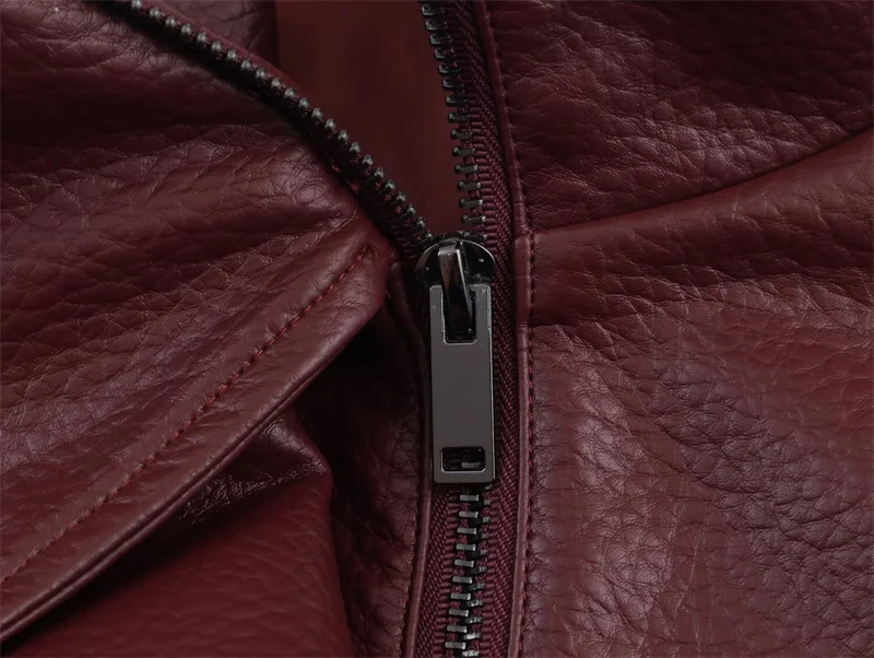 Damen Lederjacke – Casual Herbst-/Winterjacke mit Reißverschluss – Bild 14