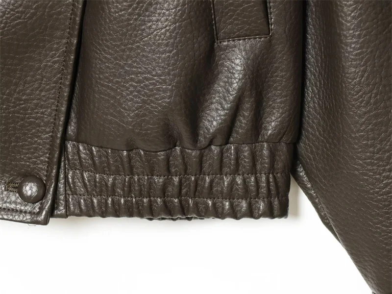 Damen Lederjacke – Casual Herbst-/Winterjacke mit Reißverschluss – Bild 19