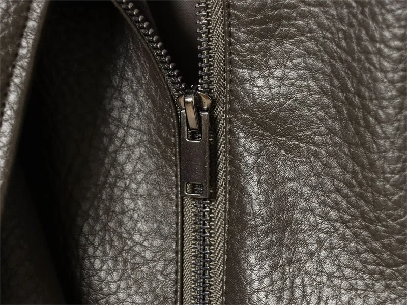 Damen Lederjacke – Casual Herbst-/Winterjacke mit Reißverschluss – Bild 20