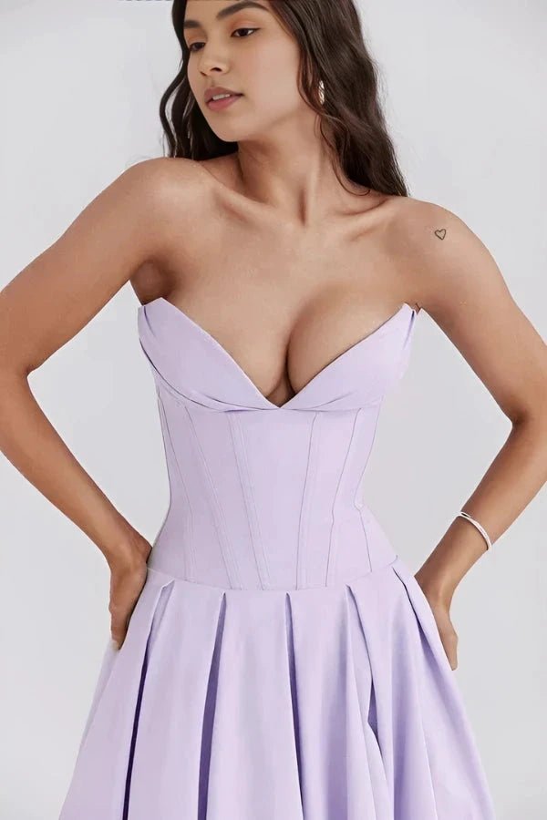 Damen Kleid Laarni Sculpted Oberteil Voluminöser Rock Elegant – Bild 20
