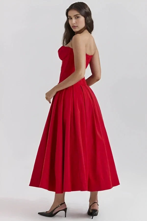 Damen Kleid Laarni Sculpted Oberteil Voluminöser Rock Elegant – Bild 12