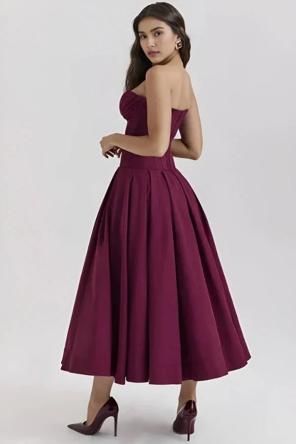 Damen Kleid Laarni Sculpted Oberteil Voluminöser Rock Elegant – Bild 14