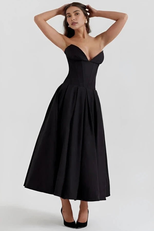 Damen Kleid Laarni Sculpted Oberteil Voluminöser Rock Elegant – Bild 7