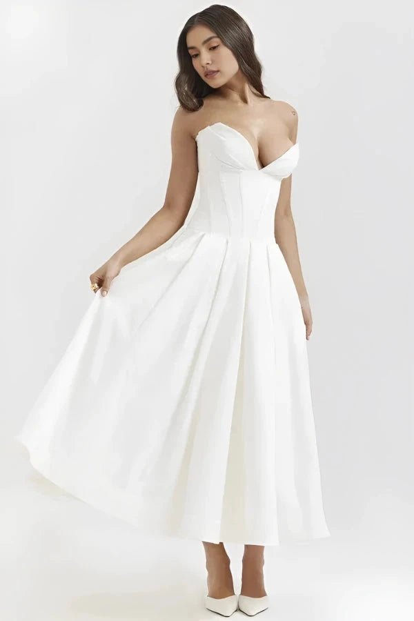Damen Kleid Laarni Sculpted Oberteil Voluminöser Rock Elegant – Bild 15