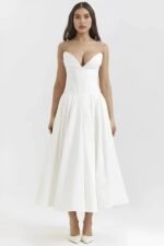 Damen Kleid Laarni Sculpted Oberteil Voluminöser Rock Elegant