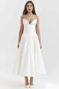 Damen Kleid Laarni Sculpted Oberteil Voluminöser Rock Elegant