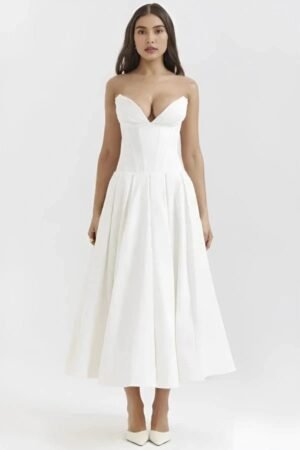Damen Kleid Laarni Sculpted Oberteil Voluminöser Rock Elegant