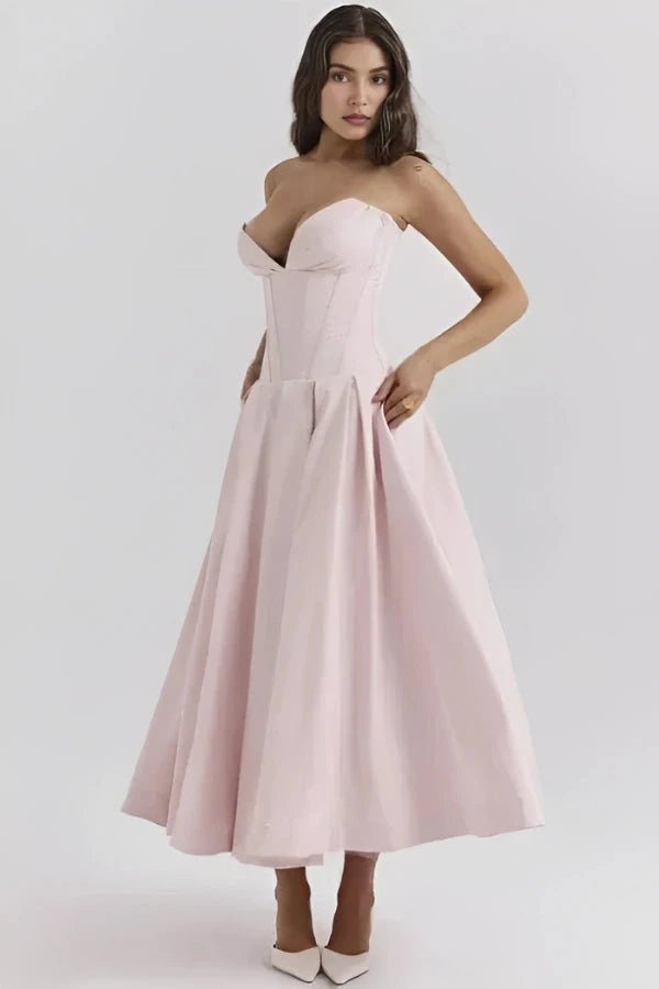 Damen Kleid Laarni Sculpted Oberteil Voluminöser Rock Elegant – Bild 3