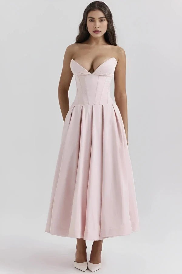 Damen Kleid Laarni Sculpted Oberteil Voluminöser Rock Elegant – Bild 17