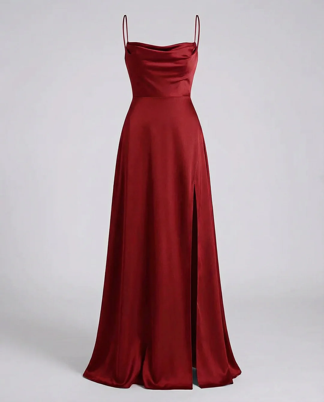 Seiden Maxikleid Damen Elegant Lang Fließend Festlich Abend Kleid – Bild 4