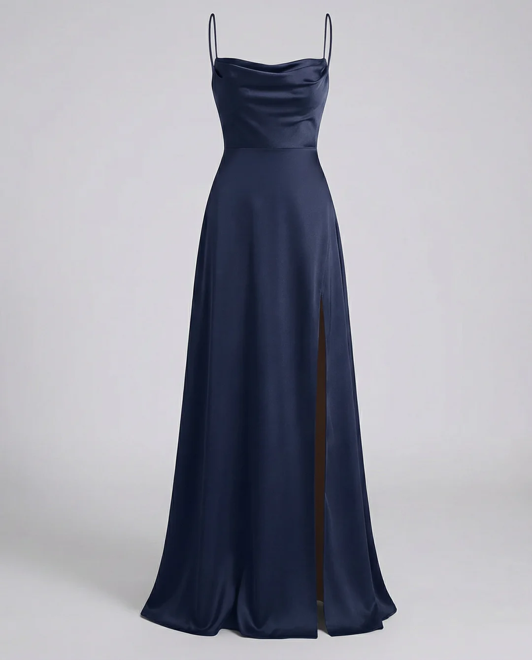 Seiden Maxikleid Damen Elegant Lang Fließend Festlich Abend Kleid – Bild 6