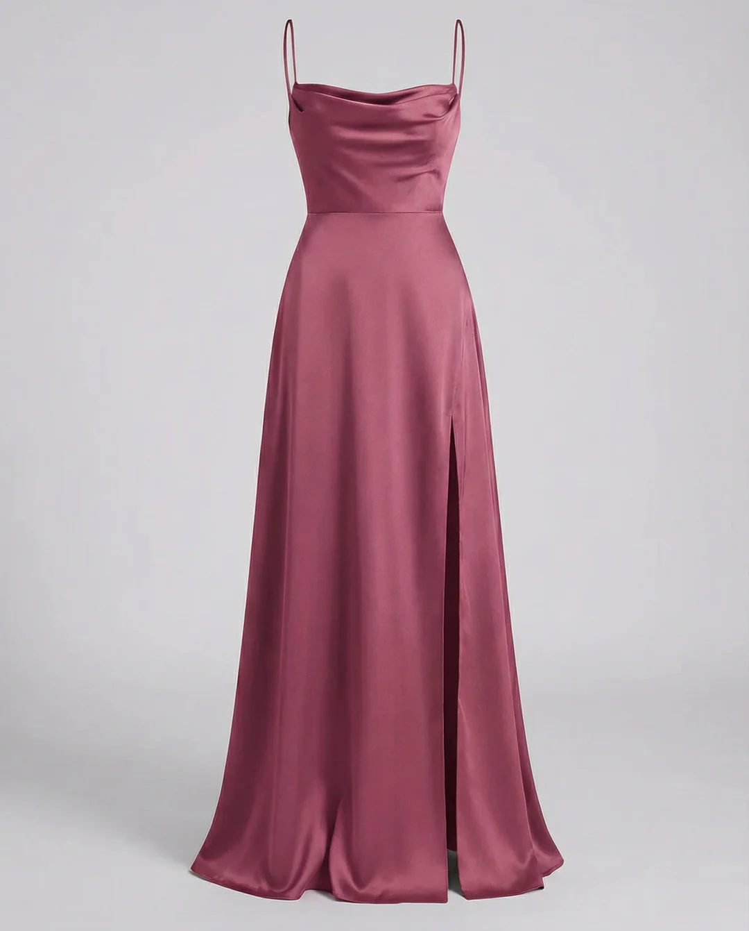 Seiden Maxikleid Damen Elegant Lang Fließend Festlich Abend Kleid – Bild 8