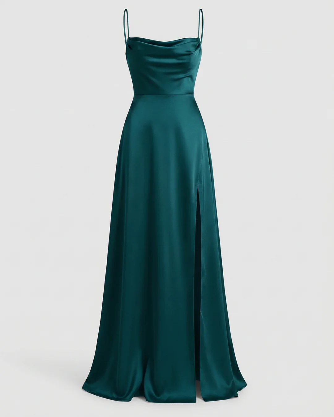 Seiden Maxikleid Damen Elegant Lang Fließend Festlich Abend Kleid – Bild 5