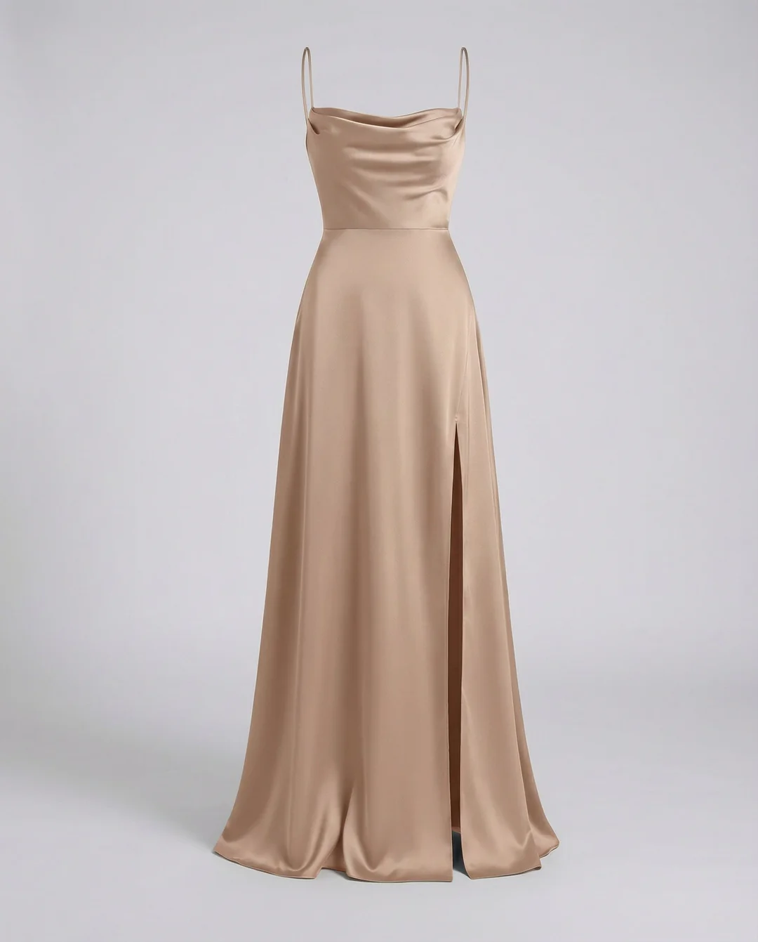 Seiden Maxikleid Damen Elegant Lang Fließend Festlich Abend Kleid – Bild 9