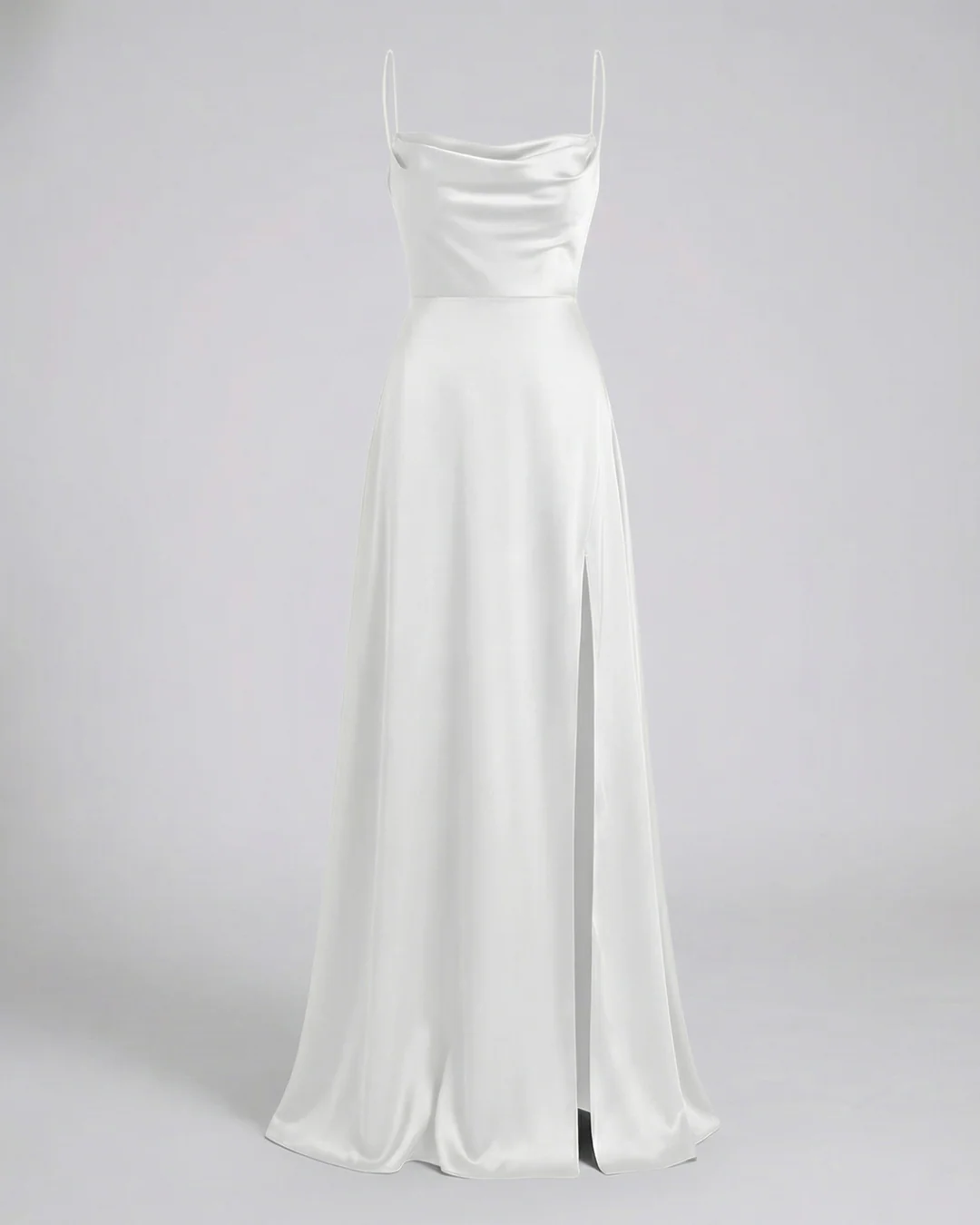 Seiden Maxikleid Damen Elegant Lang Fließend Festlich Abend Kleid – Bild 10