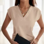Damen Bluse Kurzarm V-Ausschnitt Elegant Büro Casual Sommer