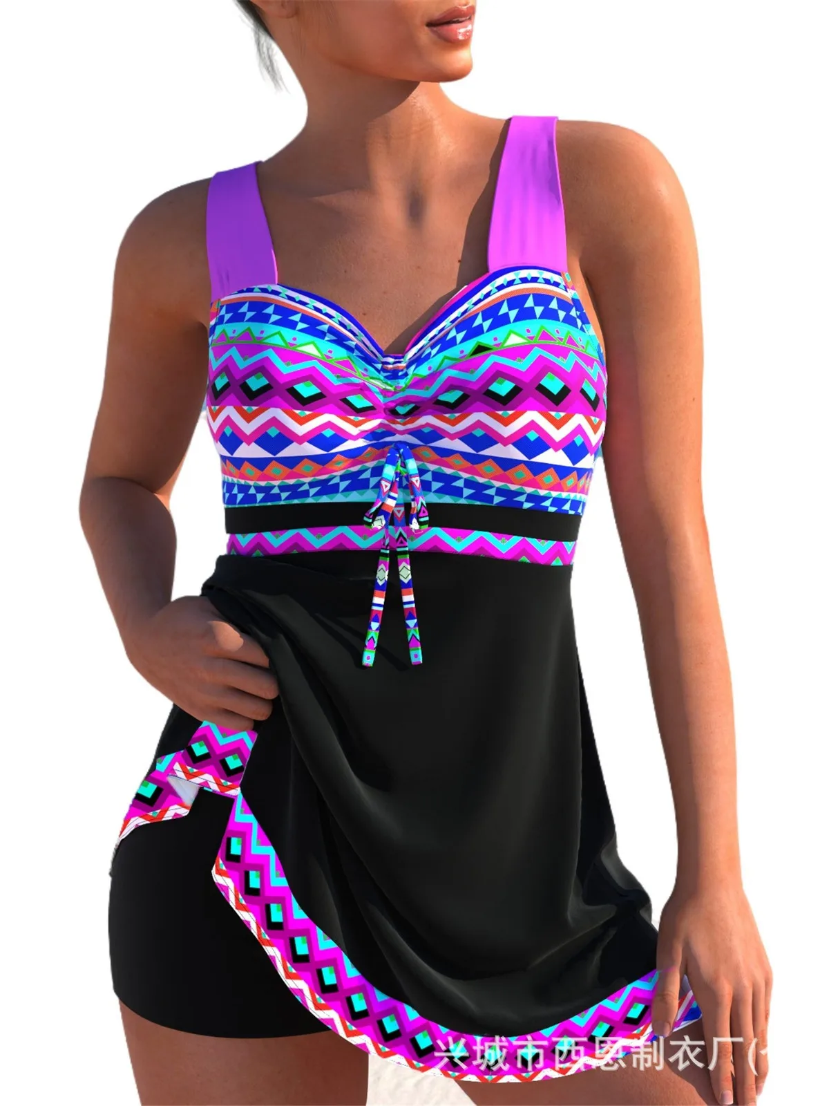 Damen Badeanzug Bikini Set Rückenfrei Schnell Trocknend Rock Sommer – Bild 3