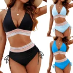 Damen Bikini Set Hohe Taille Verstellbare Träger Push Up