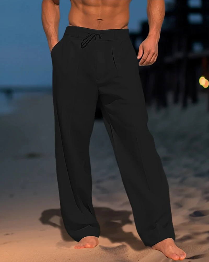 Männer Lockere Hose Sommer Atmungsaktiv Kordelbund Urlaub Freizeit