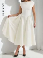 Damen Kleid Rückenfrei A-Linie Elegant Sexy Lang Schwarz Sommer