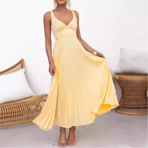 Elegantes langes Sommerkleid mit V-Ausschnitt