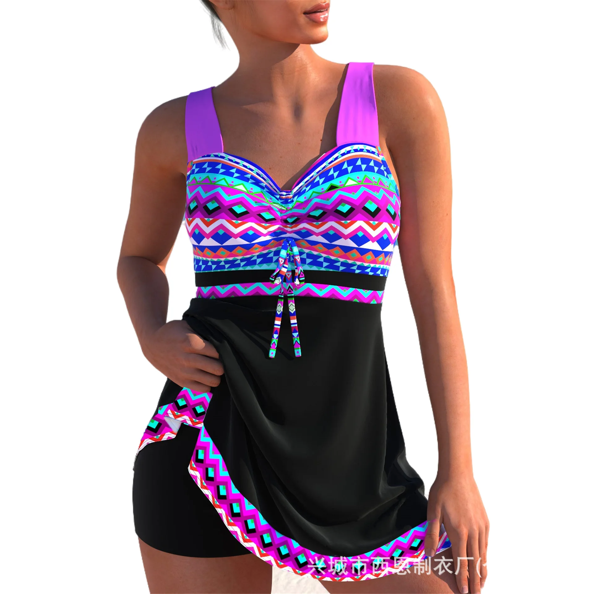 Damen Badeanzug Bikini Set Rückenfrei Schnell Trocknend Rock Sommer – Bild 8