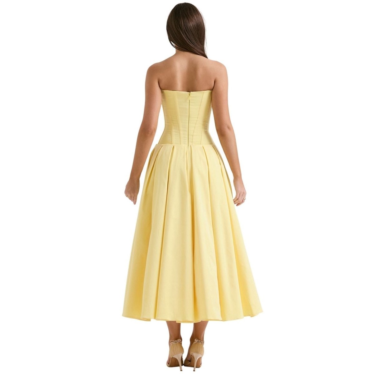 Damen Kleid Laarni Sculpted Oberteil Voluminöser Rock Elegant – Bild 29