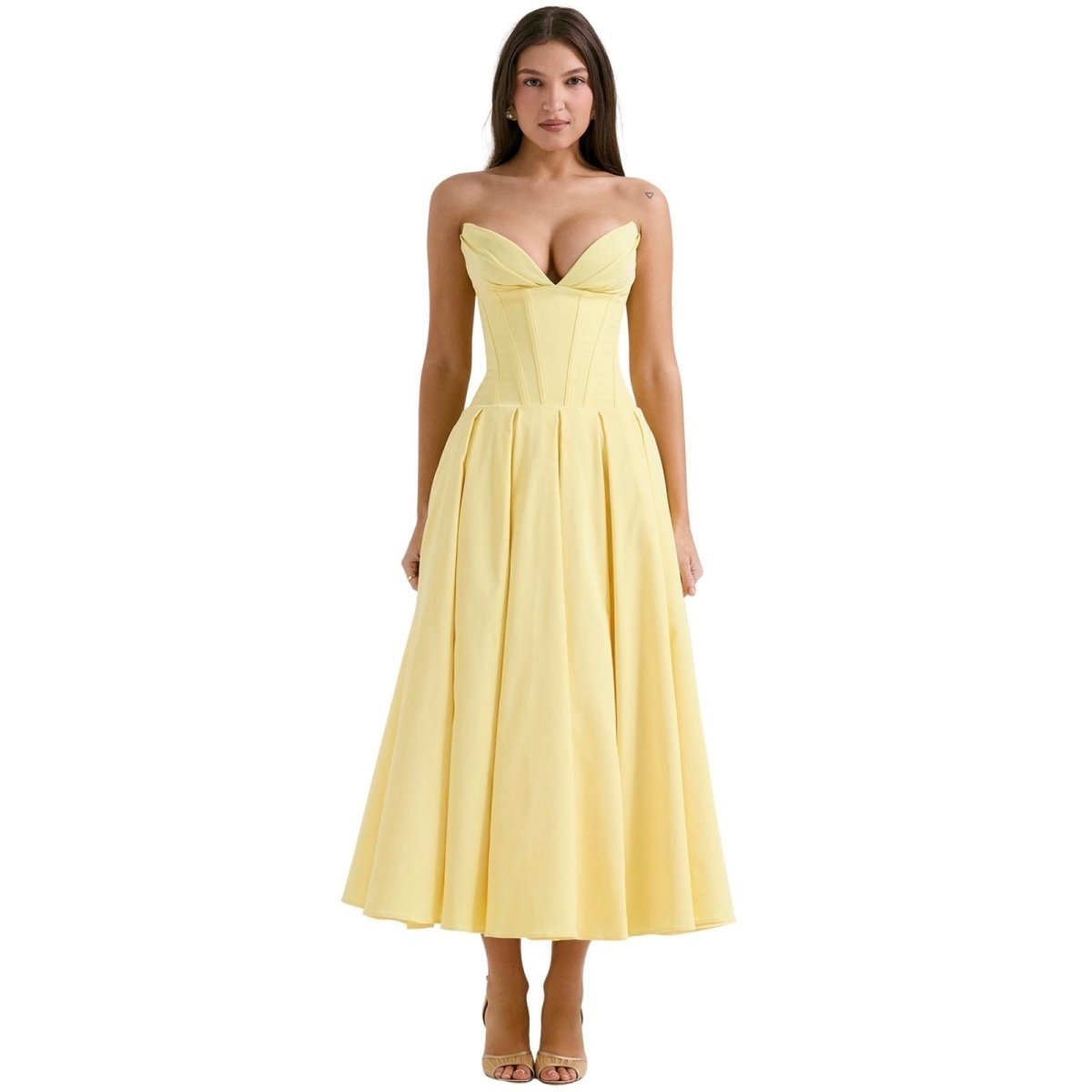 Damen Kleid Laarni Sculpted Oberteil Voluminöser Rock Elegant – Bild 21