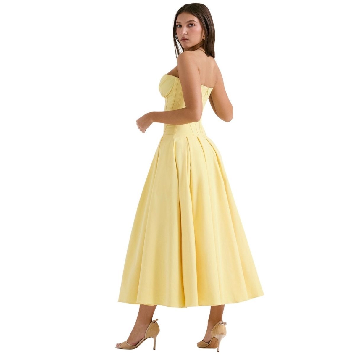 Damen Kleid Laarni Sculpted Oberteil Voluminöser Rock Elegant – Bild 28