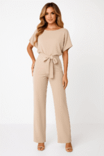 Eleganter Damen Jumpsuit Taillengürtel Figurbetont Stilvoll Party