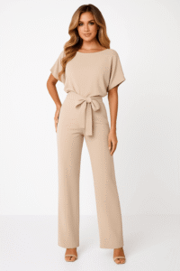 Eleganter Damen Jumpsuit Taillengürtel Figurbetont Stilvoll Party