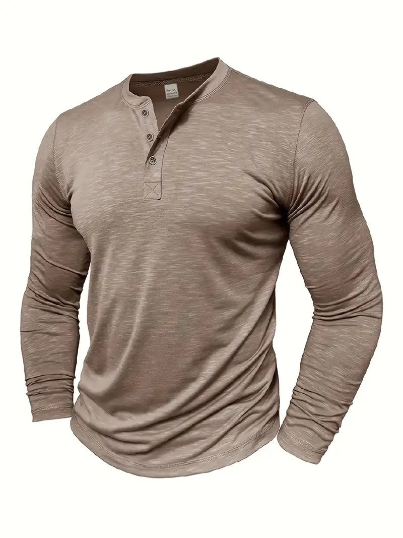 Herren Langarm T-Shirt Knopfleiste Casual Komfort Freizeit Modern – Bild 9