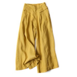 Damen Leinenhose High-Waist Weite Passform Casual Look