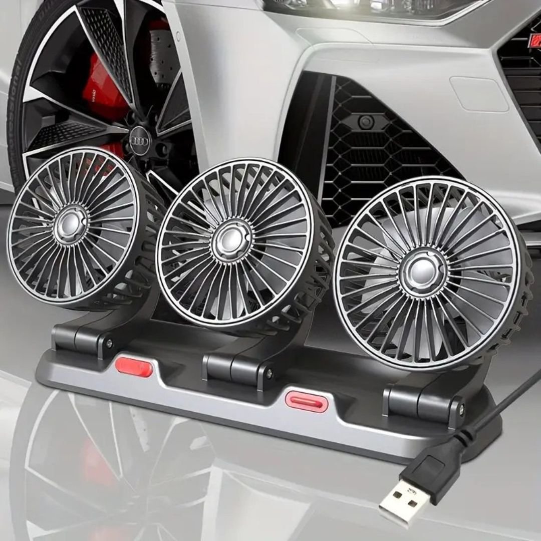 USB Klappventilator 3 Köpfe für Auto & Tisch