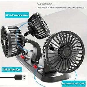 USB Klappventilator 3 Köpfe für Auto & Tisch – Bild 5