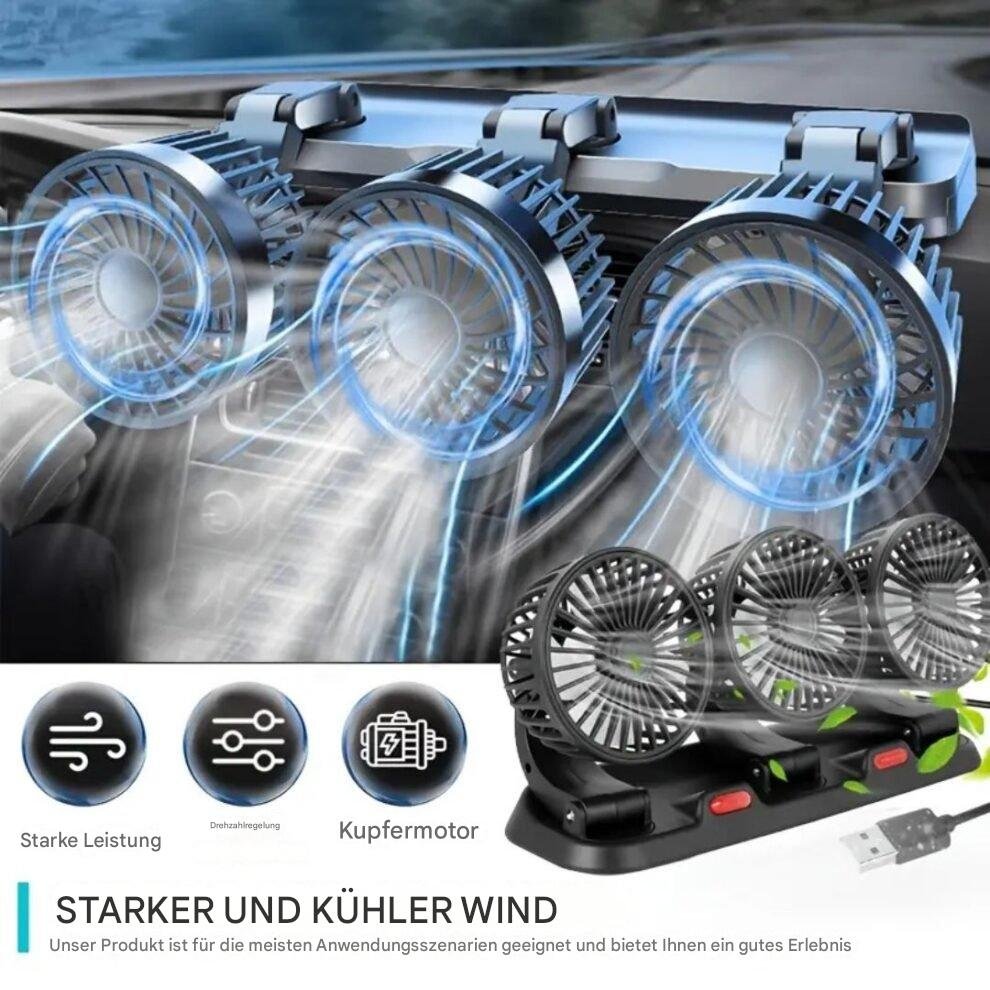 USB Klappventilator 3 Köpfe für Auto & Tisch – Bild 3
