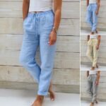 Damen Leinenhose Gummibund Sommer Bequem