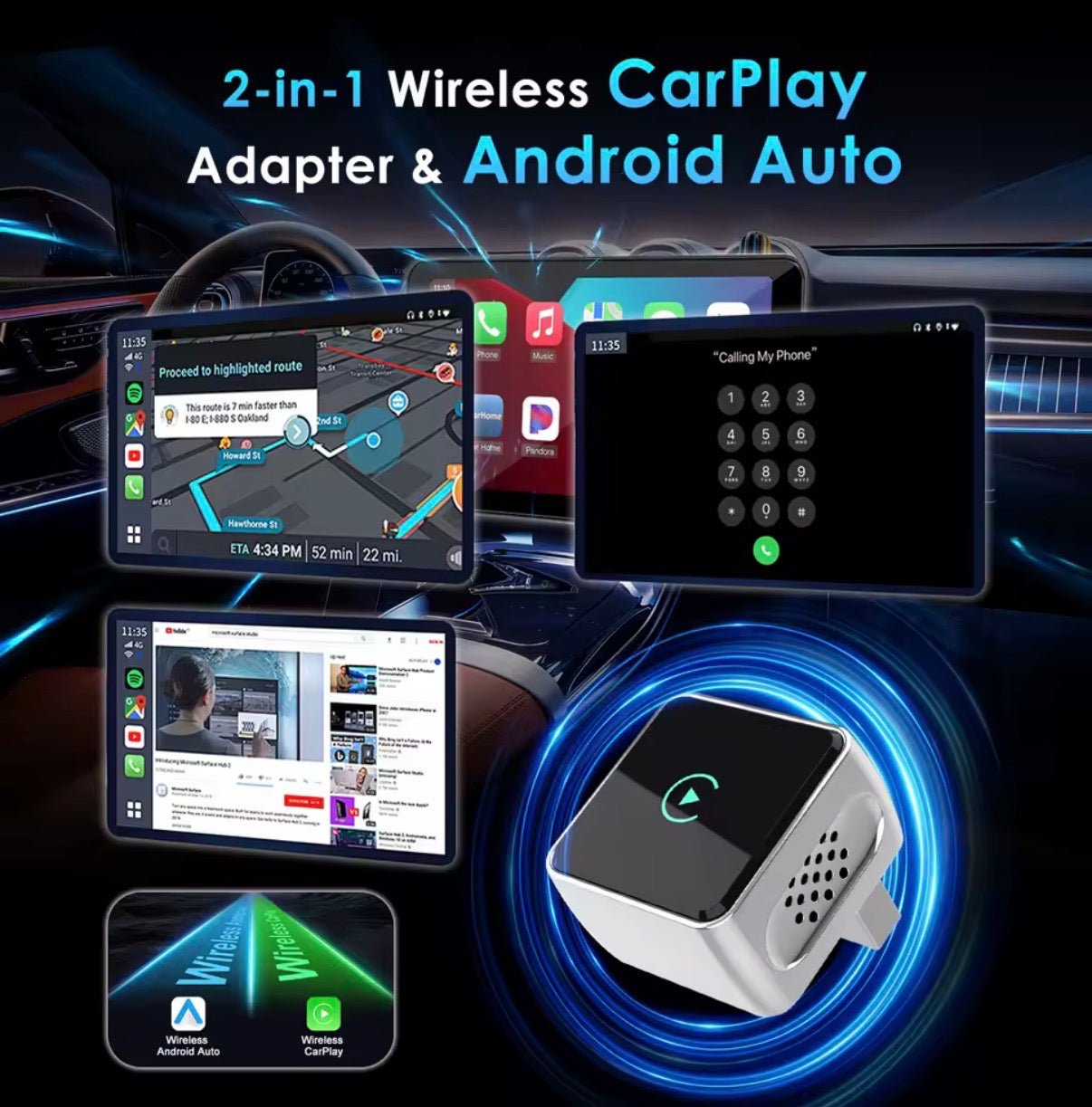 Funk-Adapter für Auto | Kabellose Smartphone-Integration CarPlay AA – Bild 6