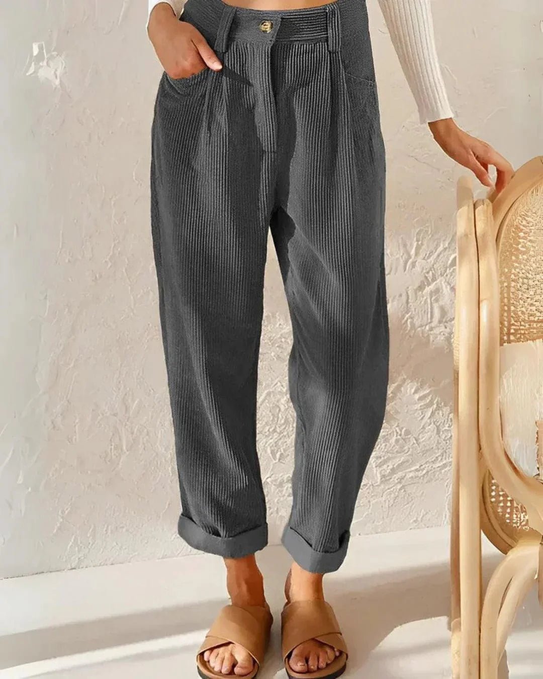 Damen Cordhose Klassischer Schnitt Vielseitig Alltag – Bild 9