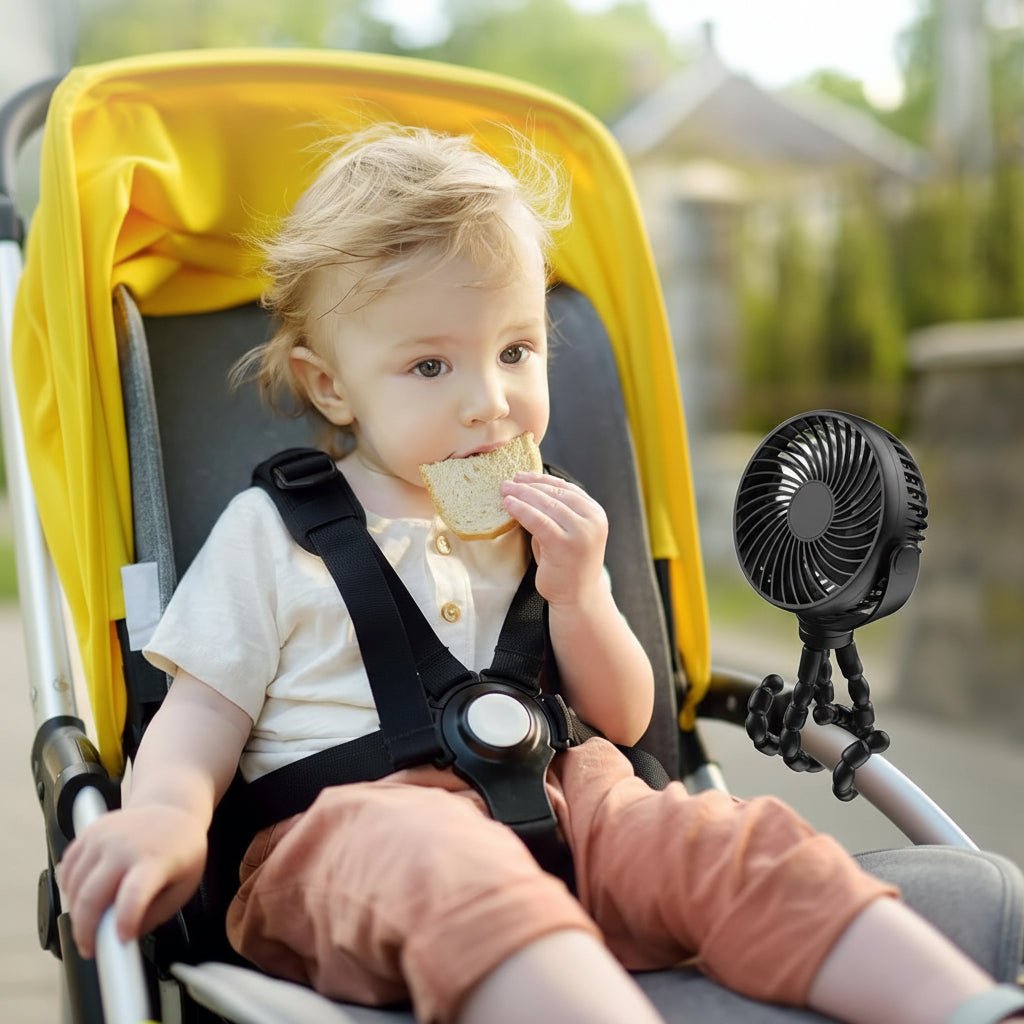 Tragbarer Ventilator für Kinderwagen & Autositz | Leise & Flexibel – Bild 2