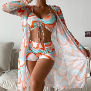 Dreiteiliger High Waist Badeanzug Damen Set – Strand & Pool