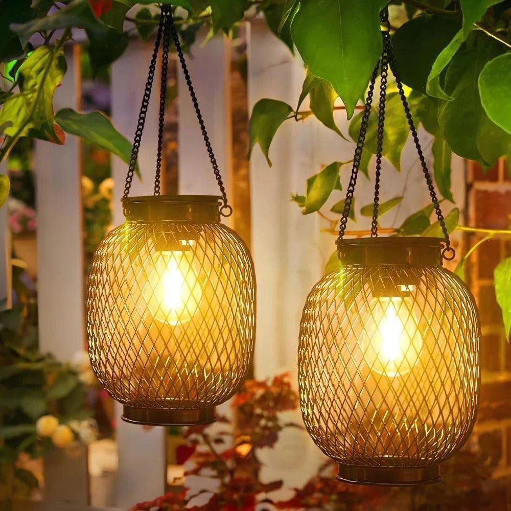 Solar Laterne Garten Dämmerungssensor hängend wetterfest warmweiß – Bild 3