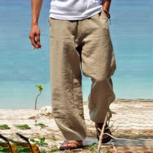 Herren Leinenhose Sommer Atmungsaktiv Freizeit
