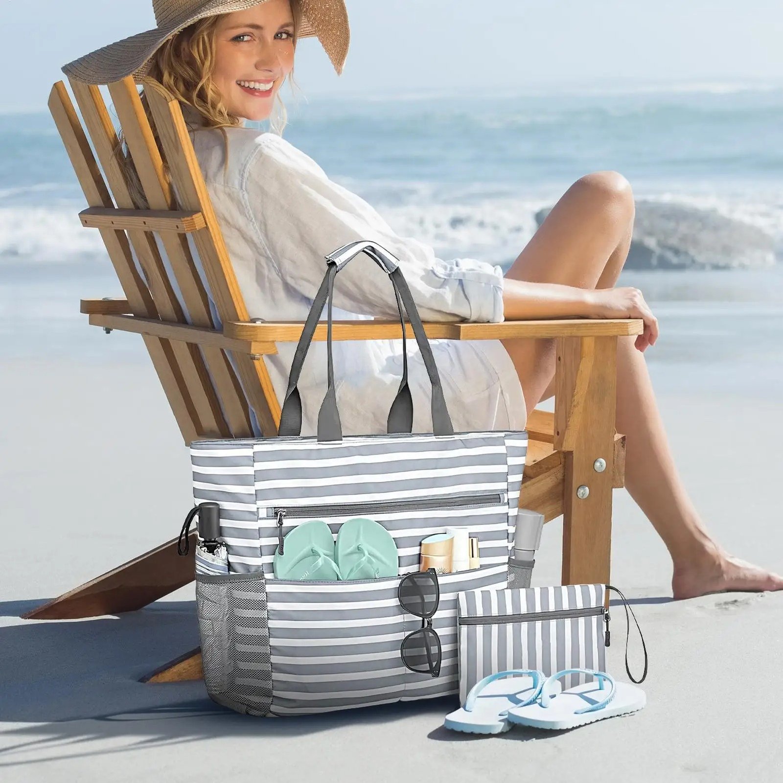 Wasserdichte Strandtasche Faltbar XXL für Urlaub & Familie – Bild 8