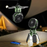 Mobiler Camping Lüfter mit Akku & LED Lampe für Outdoor