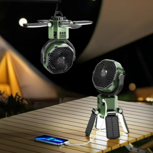 Mobiler Camping Lüfter mit Akku & LED Lampe für Outdoor