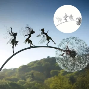 Gartenstecker Metall Fee Pusteblume Silhouette wetterfest Dekoration