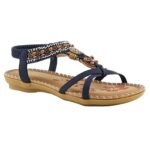 Bequeme Damensandale Gel-Fussbett Perlen Fersenband