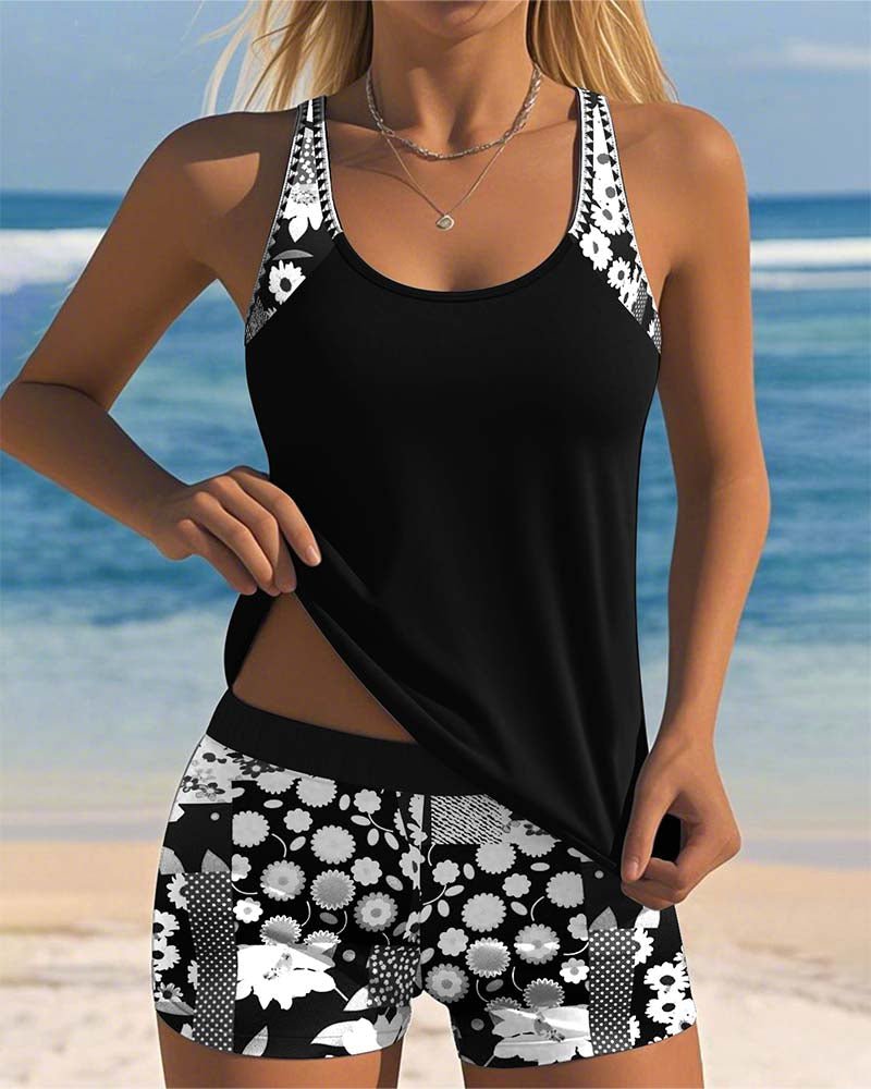 Damen Badeshorts Tanktop Set Schnelltrocknend Strand Pool – Bild 2