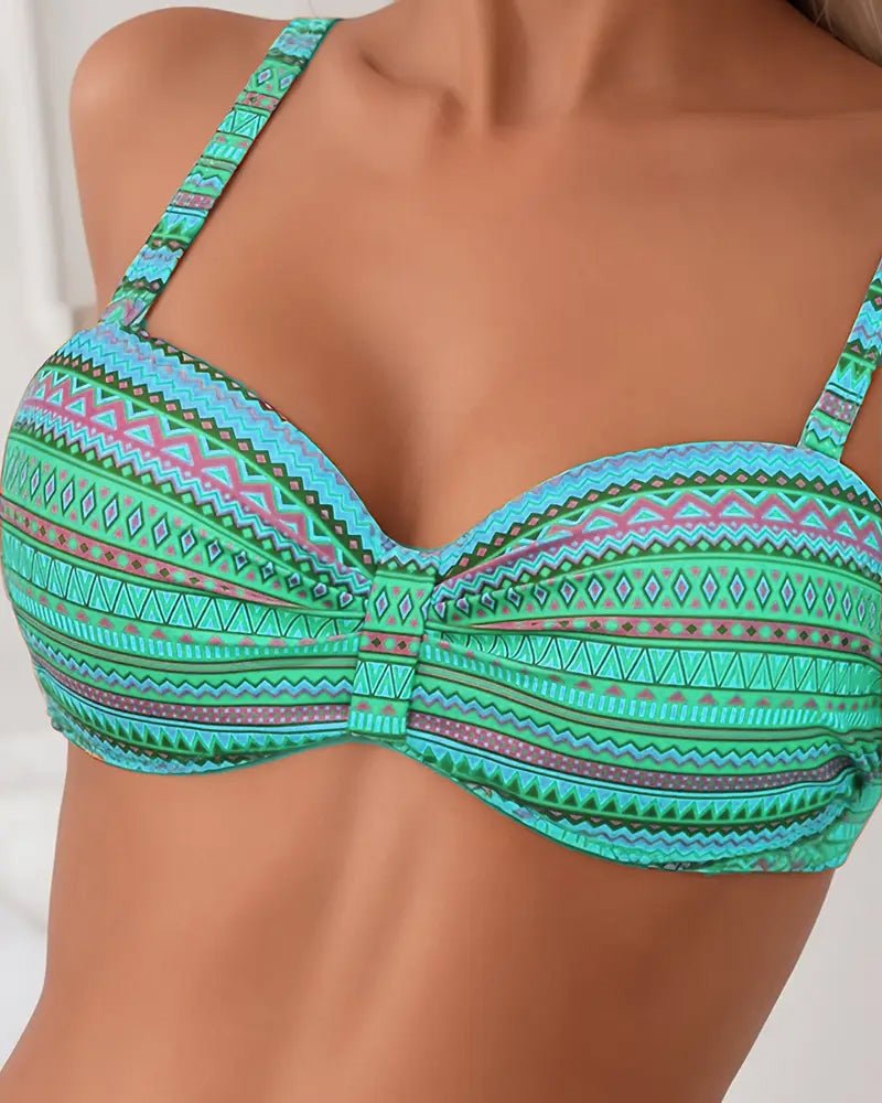 Damen Bikini Set gestreift Triangel Top High Waist Hose – Bild 11